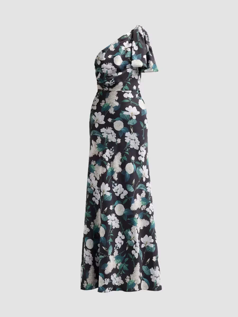 Aubrey Floral One-Shoulder Gown by Noir