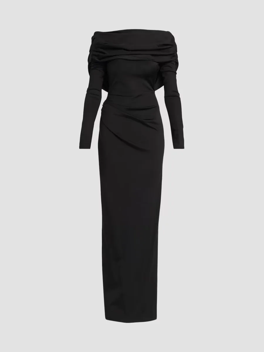 Draped Off-the-Shoulder Jersey Gown by Lela Rose