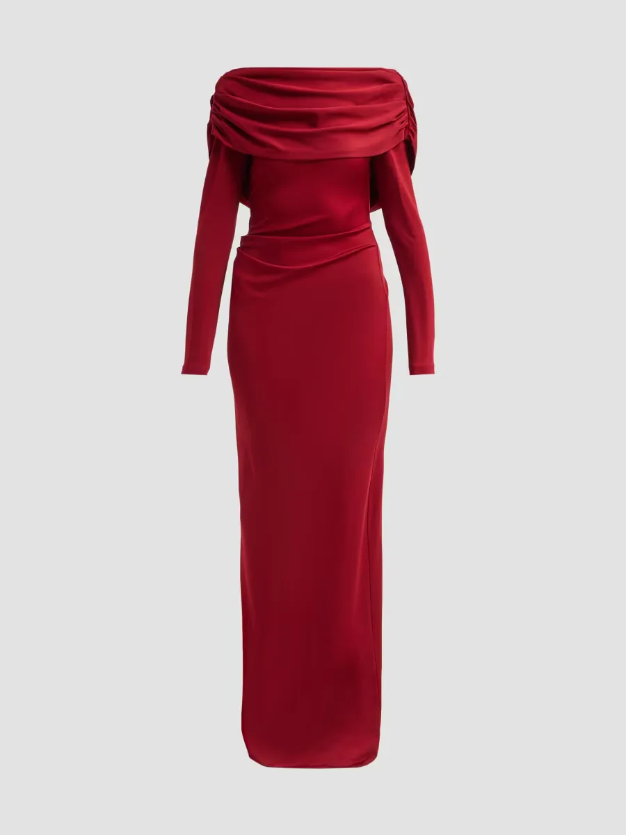 Draped Off-the-Shoulder Jersey Gown
