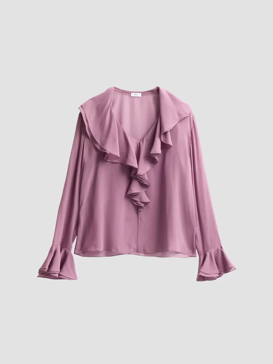 Colette Silk Ruffle-Trim Top by A.L.C.