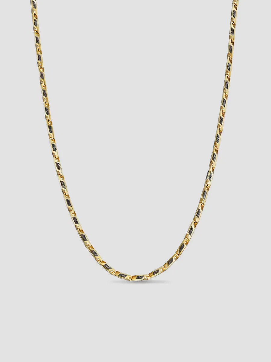 Streamline Faceted Chain Necklace in 18K Yellow Gold - Forged Carbon
