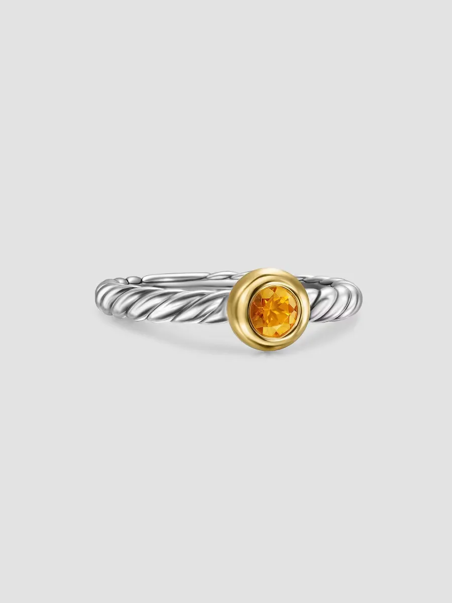 Petite Cable Ring in Sterling Silver - Citrine by David Yurman
