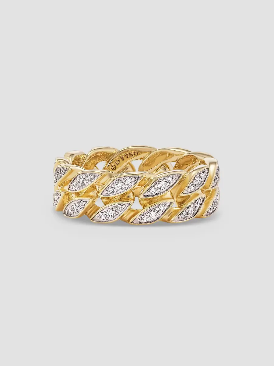Curb Chain Band Ring in 18K Yellow Gold - Diamond by David Yurman