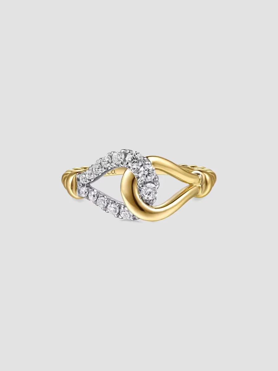 Gabriel & Co Bujukan Strides Two-Tone 14K Gold & 0.30 TCW Diamond Stirrup Ring by Gabriel