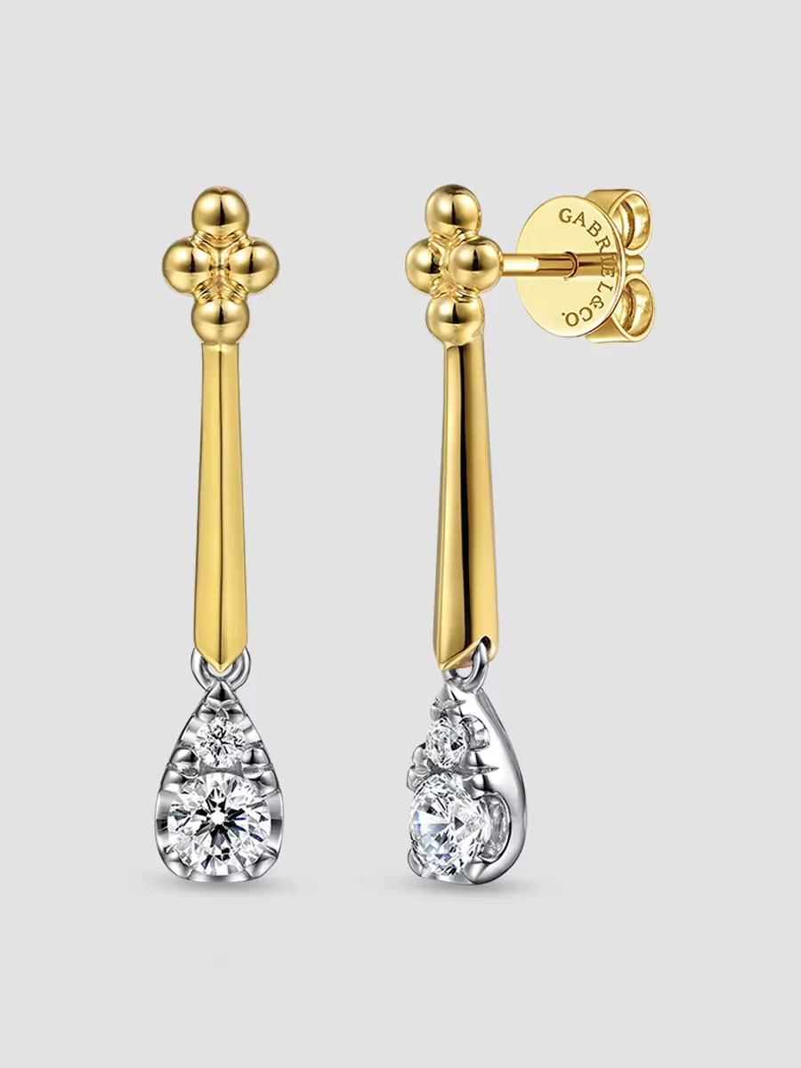 Gabriel & Co Bujukan Clover Two-Tone 14K Gold & 0.30 TCW Diamond Drop Earrings by Gabriel