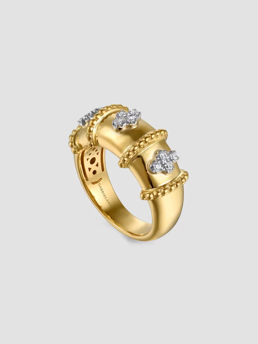 Gabriel & Co Bujukan Clover Two-Tone 14K Gold & 0.12 TCW Diamond Ring by Gabriel