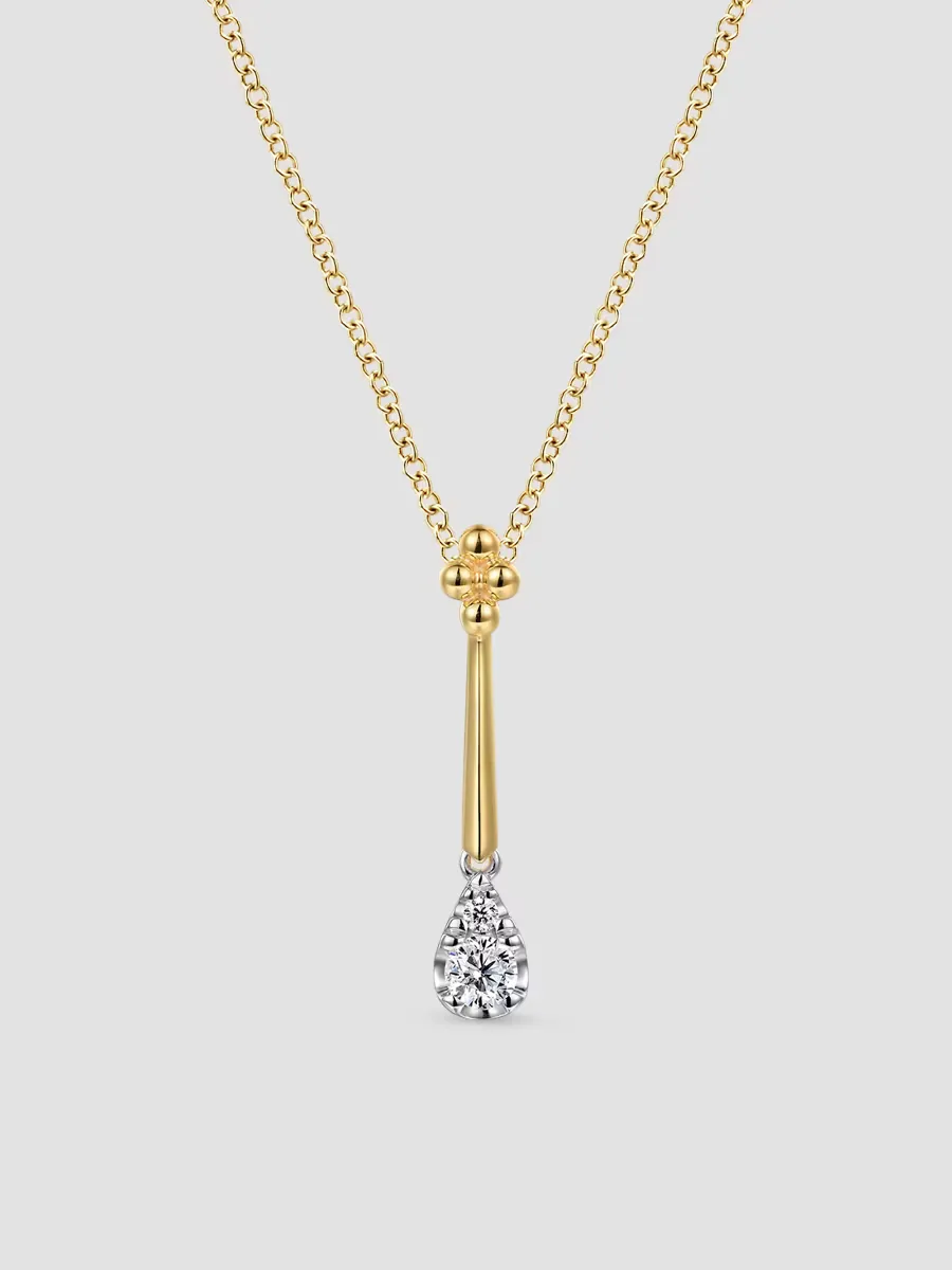 Gabriel & Co Bujukan Clover Two-Tone 14K Gold & 0.17 TCW Diamond Linear Pendant Necklace by Gabriel