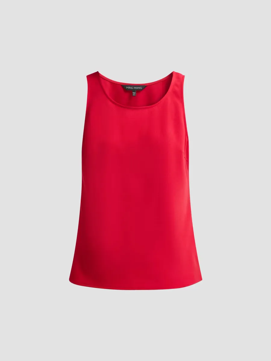 Stretch Deco-Crepe Scoopneck Tank