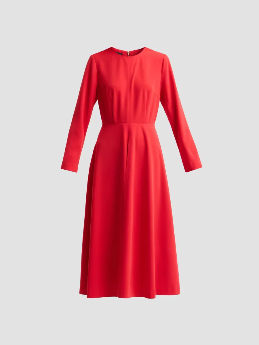 Stretch-Deco Crepe A-Line Midi Dress by Ming Wang