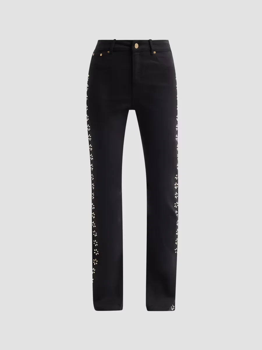 Embellished High-Rise Straight-Leg Jeans by Ming Wang
