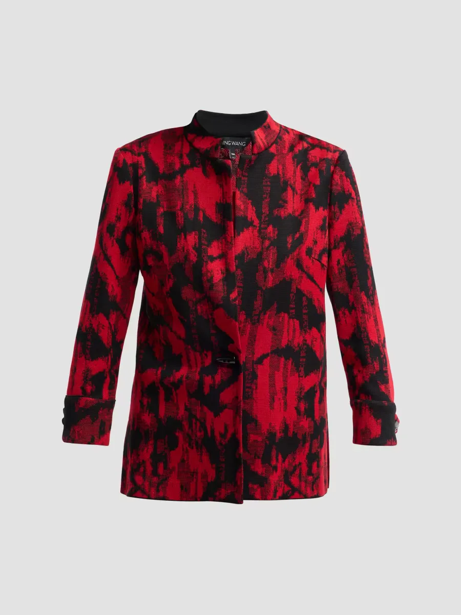 Classic Abstract Flat Knit Jacket by Ming Wang