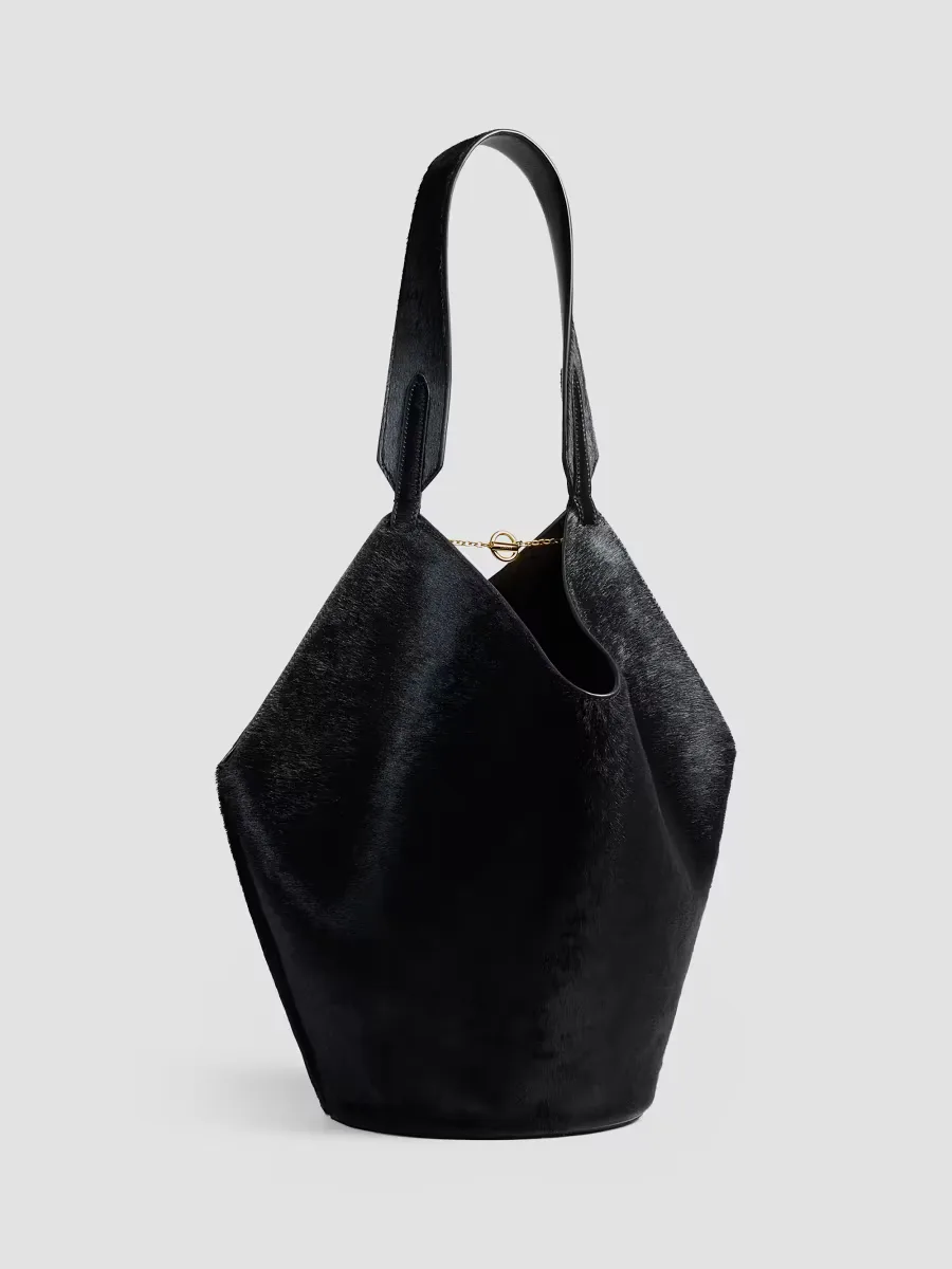 Lotus Small Calf Hair Tote Bag by Khaite