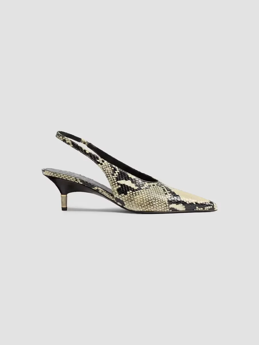 Bella 50MM Python-Embossed Leather Slingback Pumps by Khaite