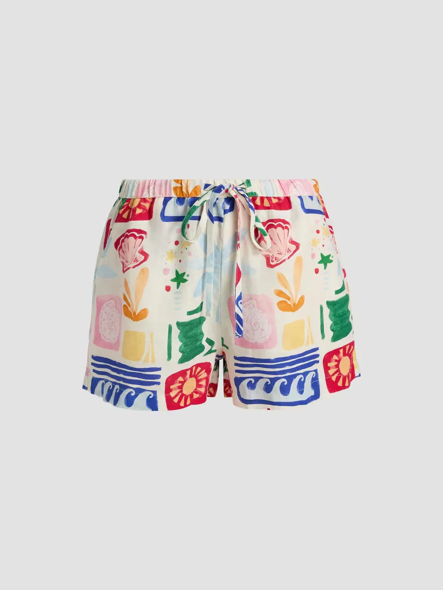 Jenner Bahama Linen High-Rise Shorts by Rails