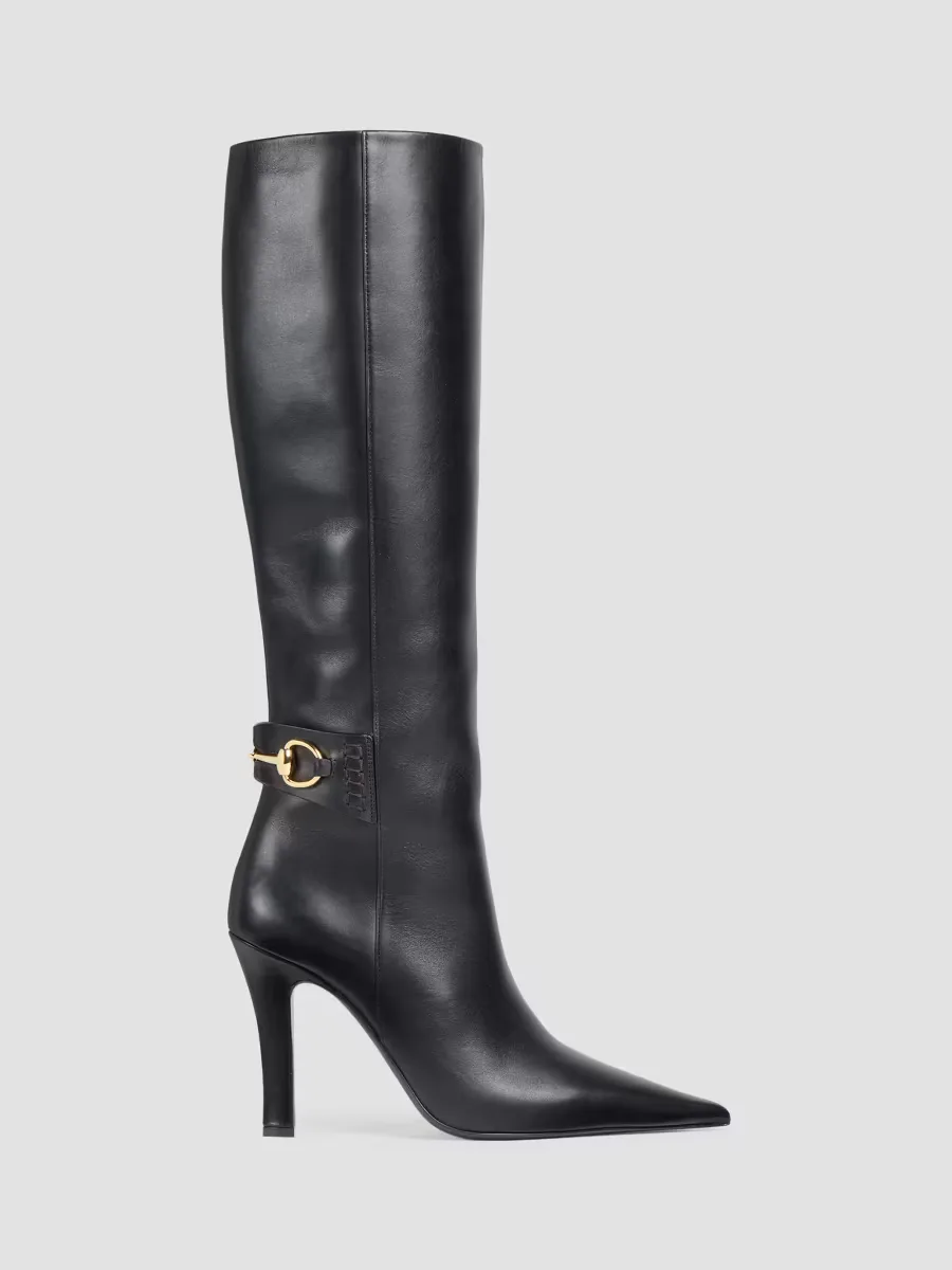 Pearl 100MM Leather Boots by Gucci