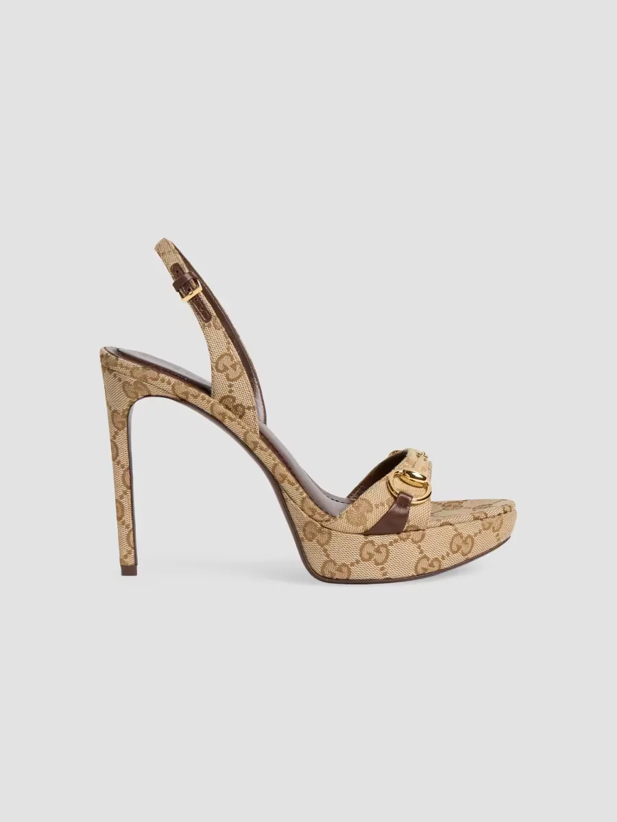 Donna 110MM Logo Platform Slingback Sandals by Gucci