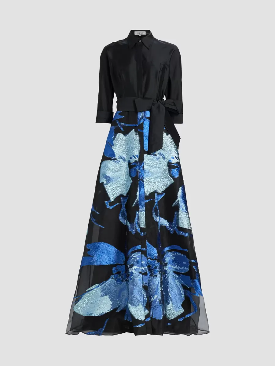 Teri Jon by Rickie Freeman Floral Taffeta A-Line Gown by Teri Jon