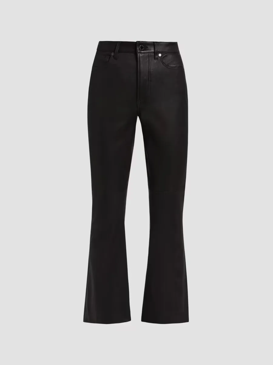 Carson Leather High-Rise Ankle Flare Pants by Veronica Beard