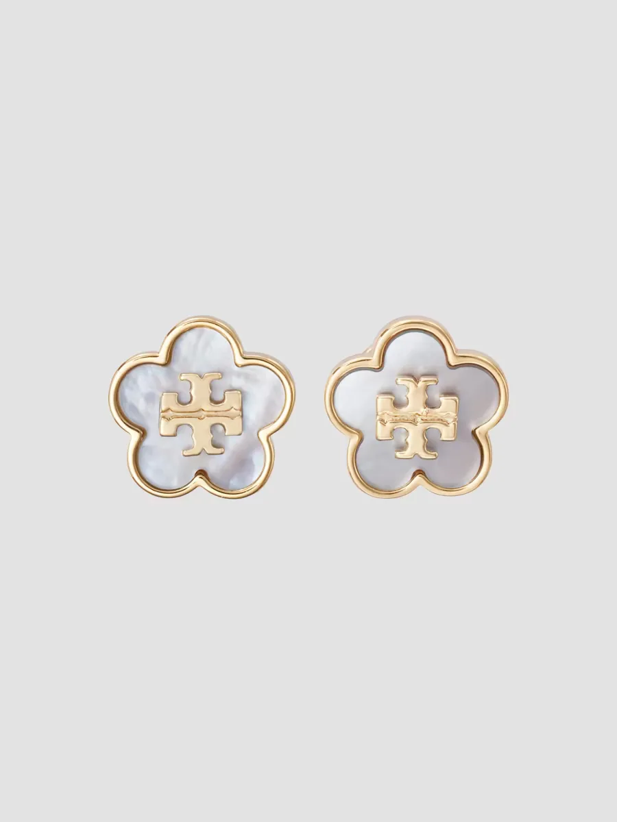 Forget Me Not 18K-Gold-Plated & Mother-of-Pearl Stud Earrings by Tory Burch