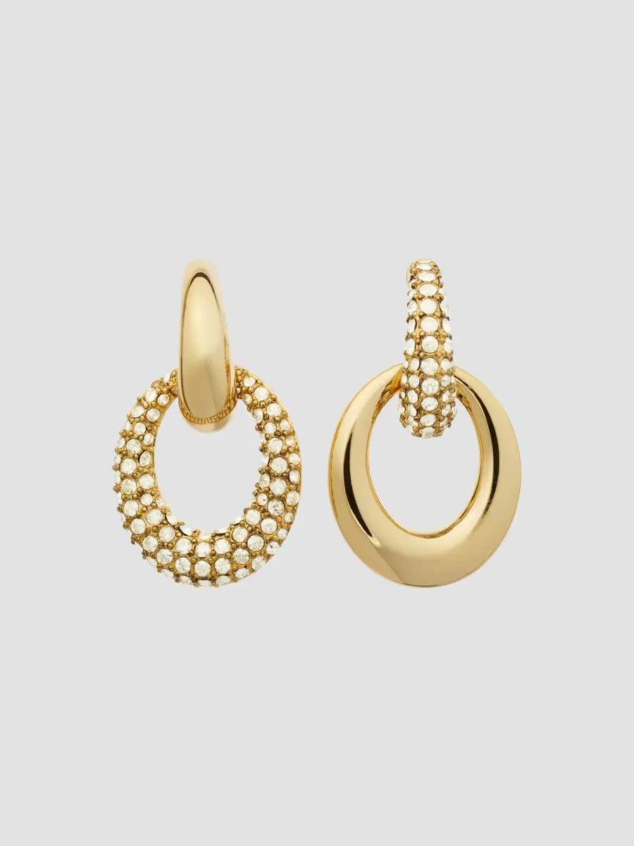 Pierced Doorknocker 18K-Gold-Plated & Crystal Drop Earrings