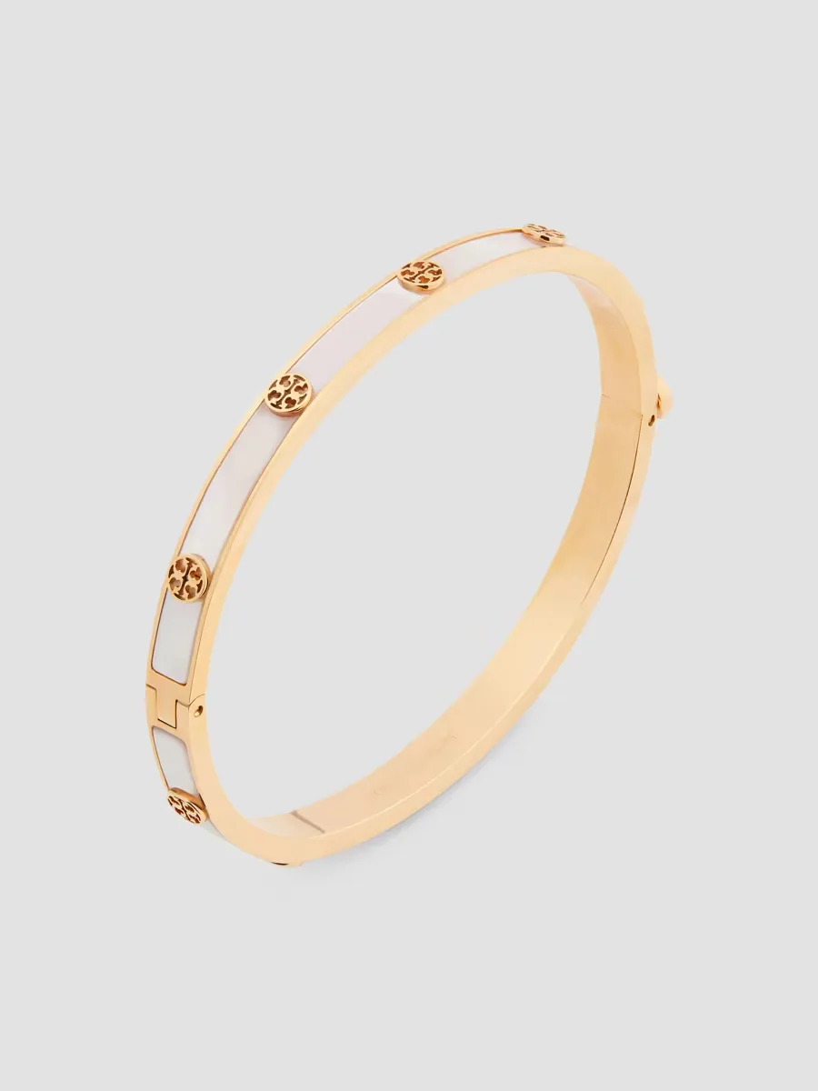 18K-Gold-Plated Stainless Steel & Mother-of-Pearl Bangle Bracelet by Tory Burch