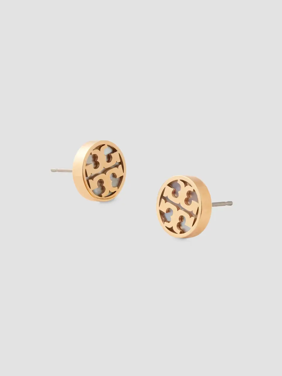18K-Gold-Plated Stainless Steel & Mother-of-Pearl Stud Earrings by Tory Burch