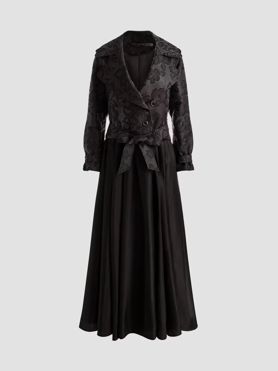 Nevada Floral Double-Breasted Trench Coat by Alice + Olivia