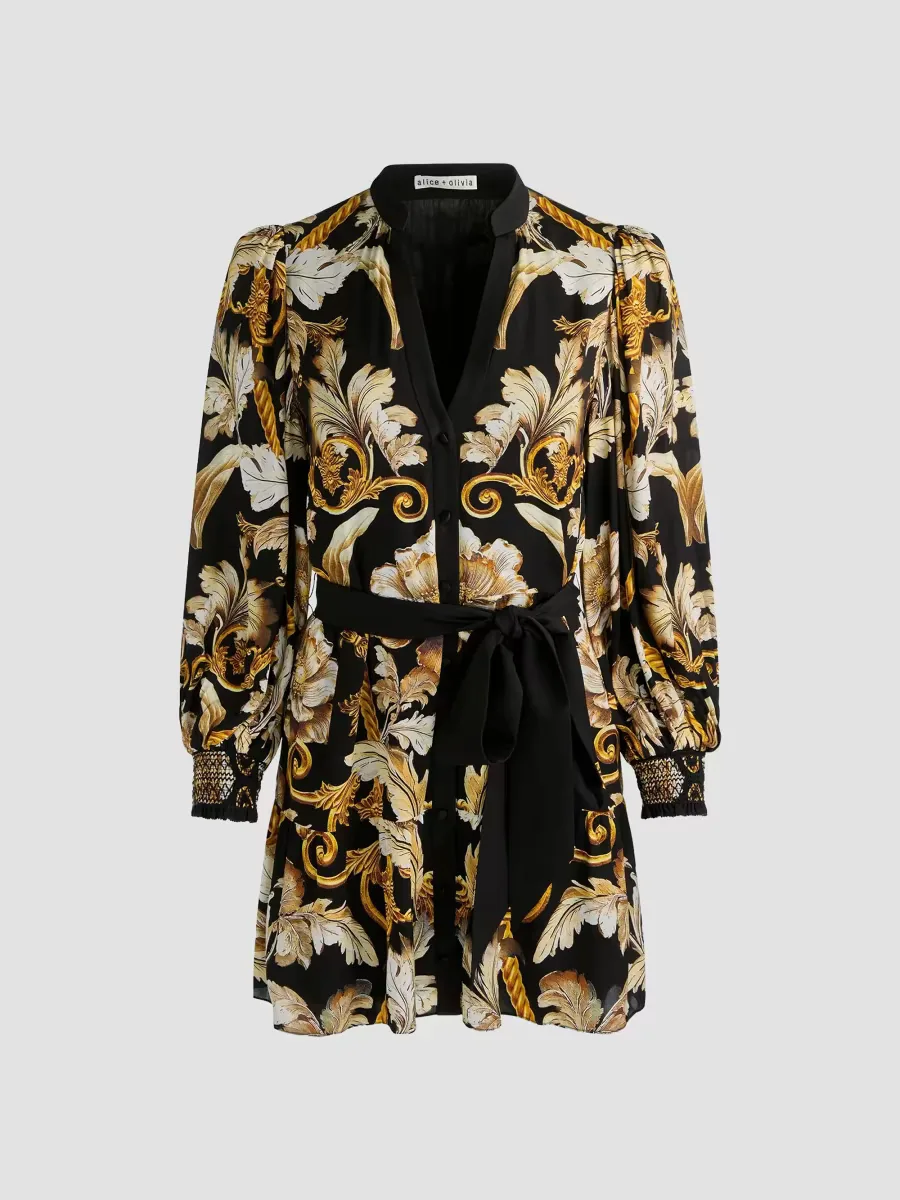 Antonette Tiered Mini Shirtdress by Alice + Olivia