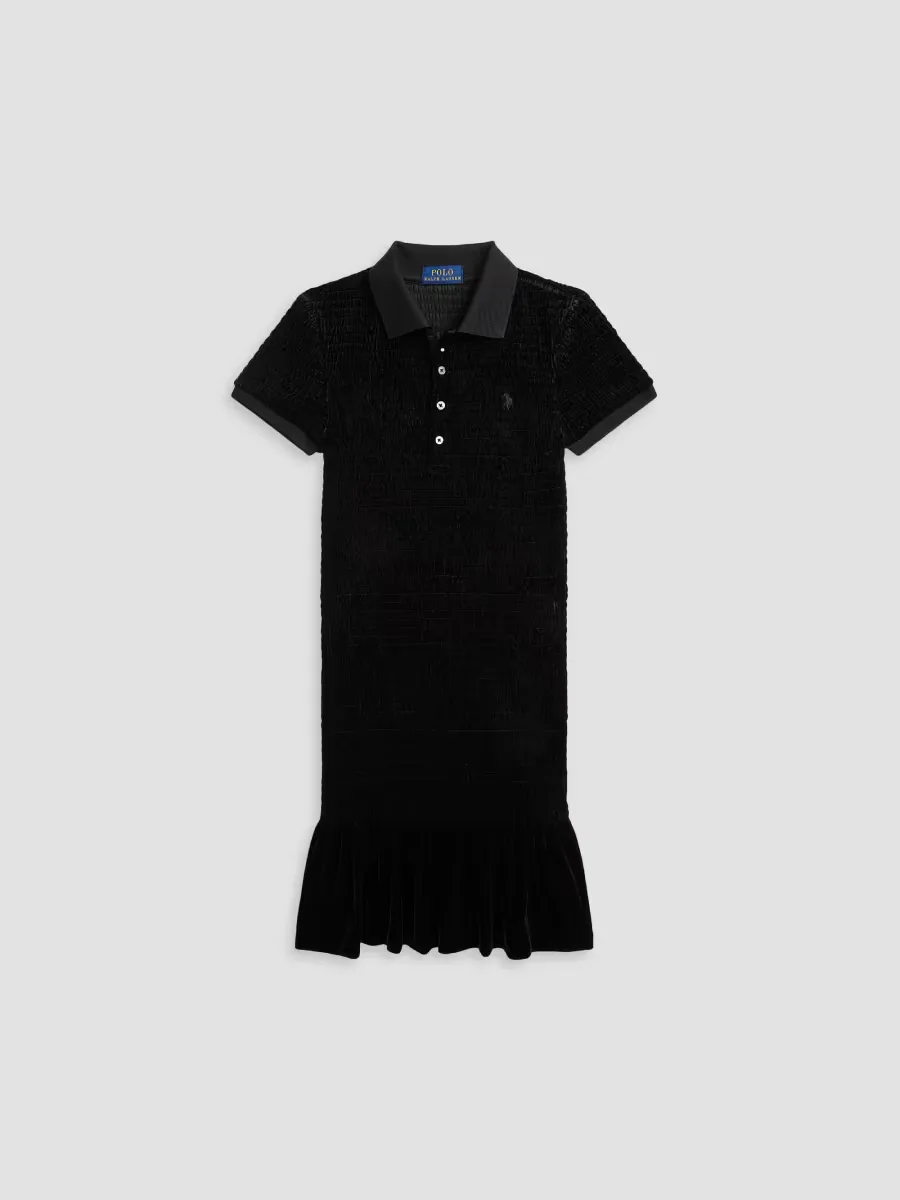 Smocked Velvet Drop-Waist Polo Dress by Polo Ralph Lauren