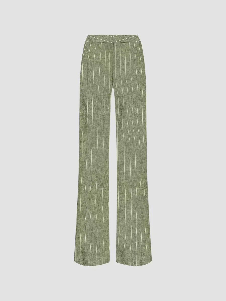 Livvy Stripe Straight-Leg Trousers by L'AGENCE
