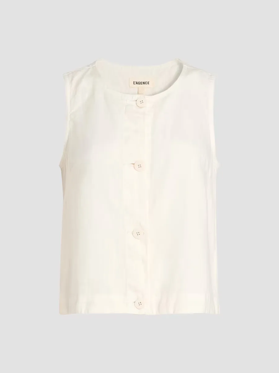 Foster Linen A-Line Button-Front Top by L'AGENCE
