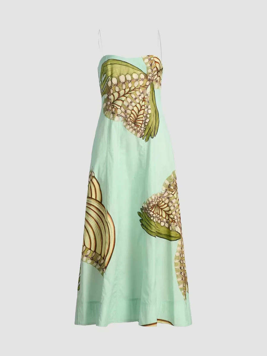 Anna Zemankova Vesela Printed Cotton Cami Midi-Dress