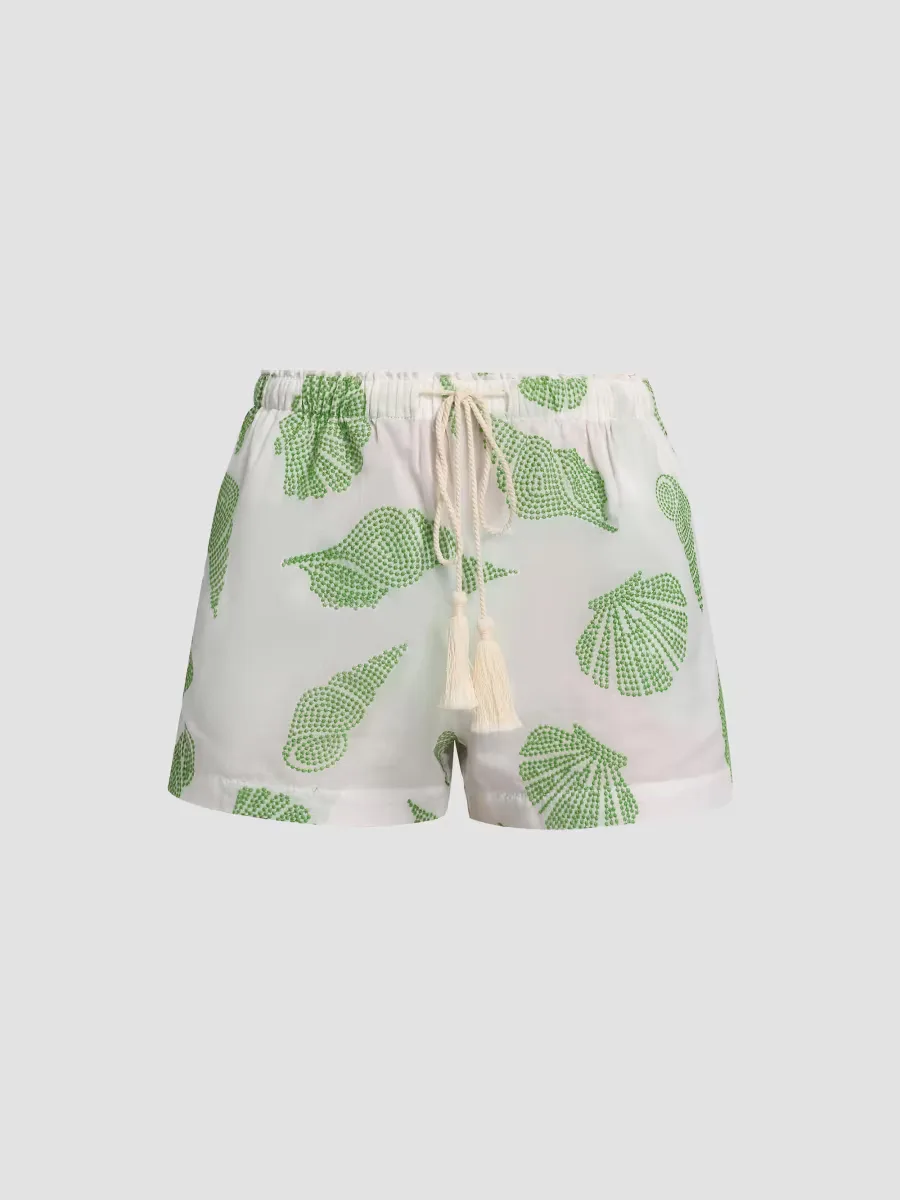 Corrie Embroidered Cotton Cover-Up Shorts by Milly