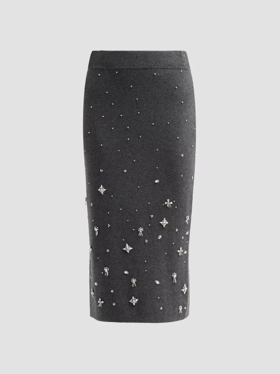 Iyla Embellished Knit Midi Skirt
