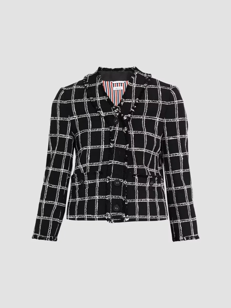 Windowpane Houndstooth Tweed Cardigan Jacket by Thom Browne