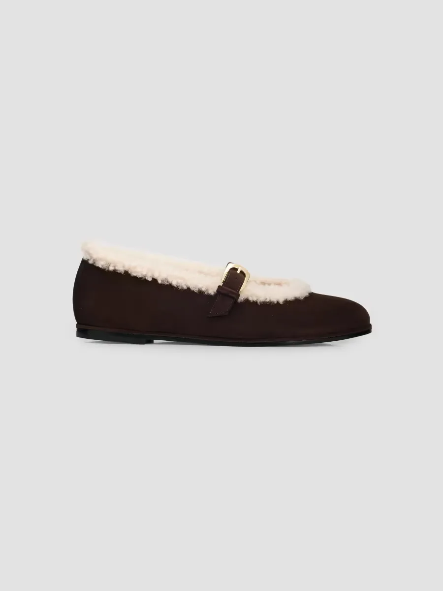Sai Shearling-Lined Suede Mary Janes