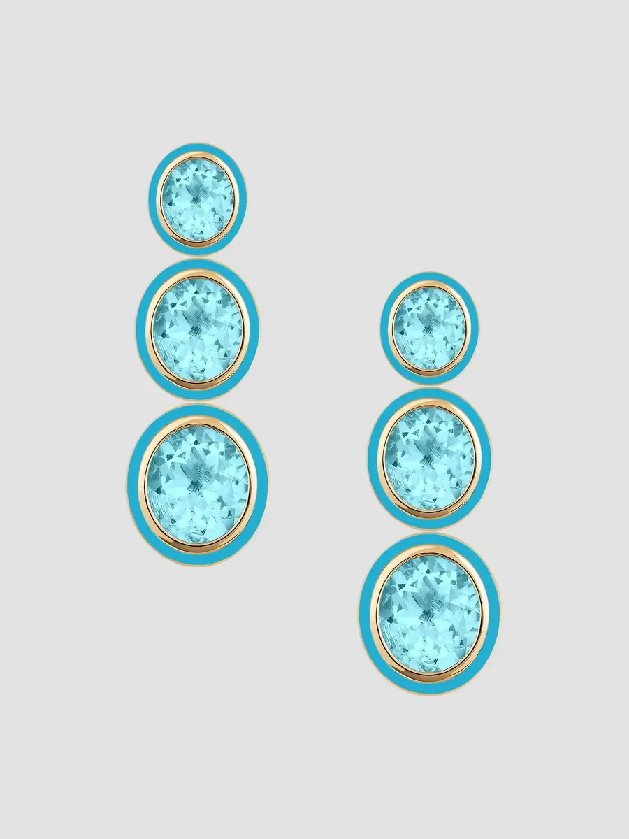 Mlange 18K Yellow Gold, Blue Topaz & Turquoise Drop Earrings by Goshwara