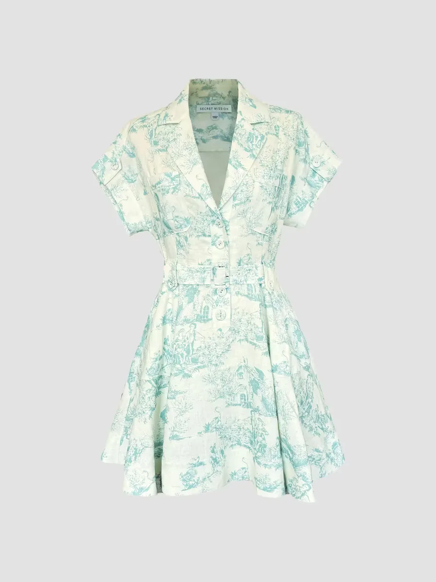 Chelsea Malia Voile Linen Belted Mini-Shirtdress by Secret Mission
