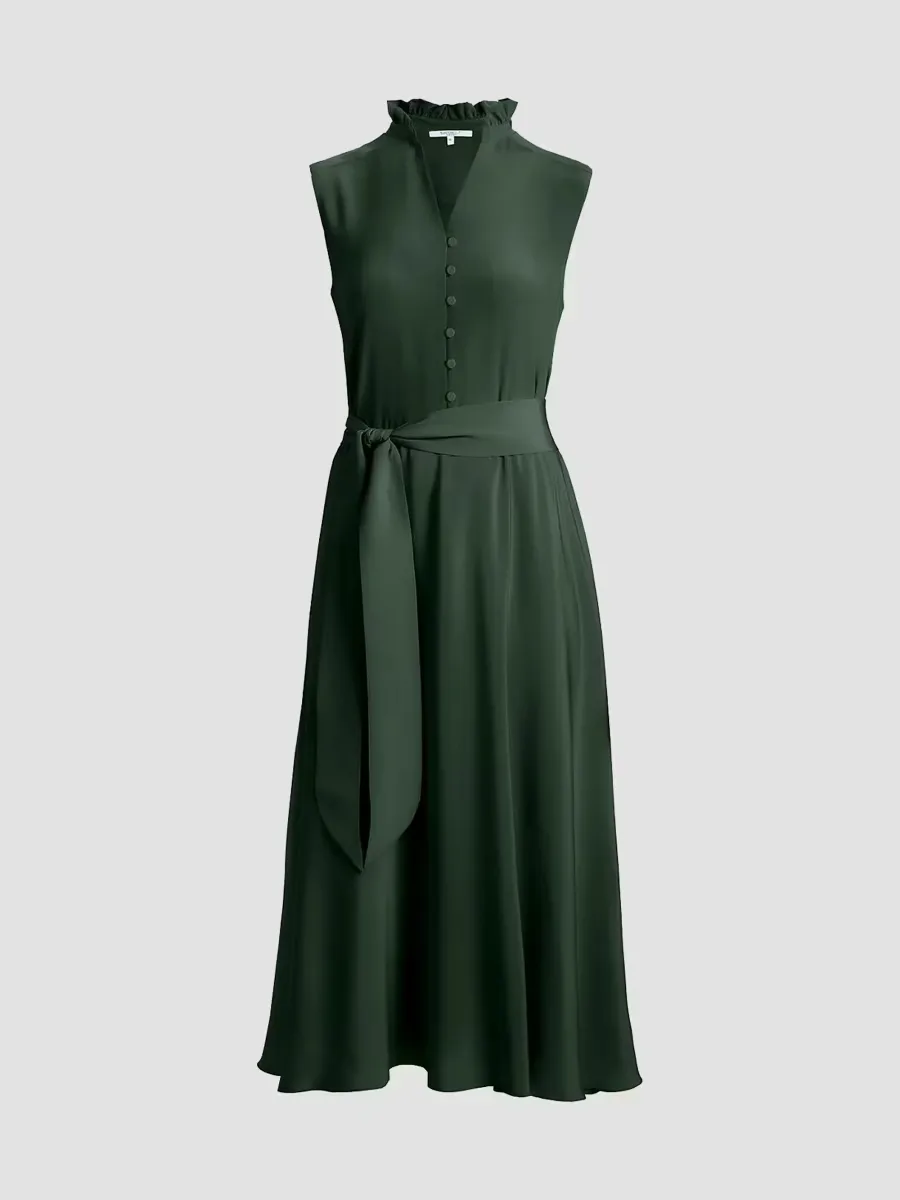 Nirva Belted Silk Midi Dress by Santorelli