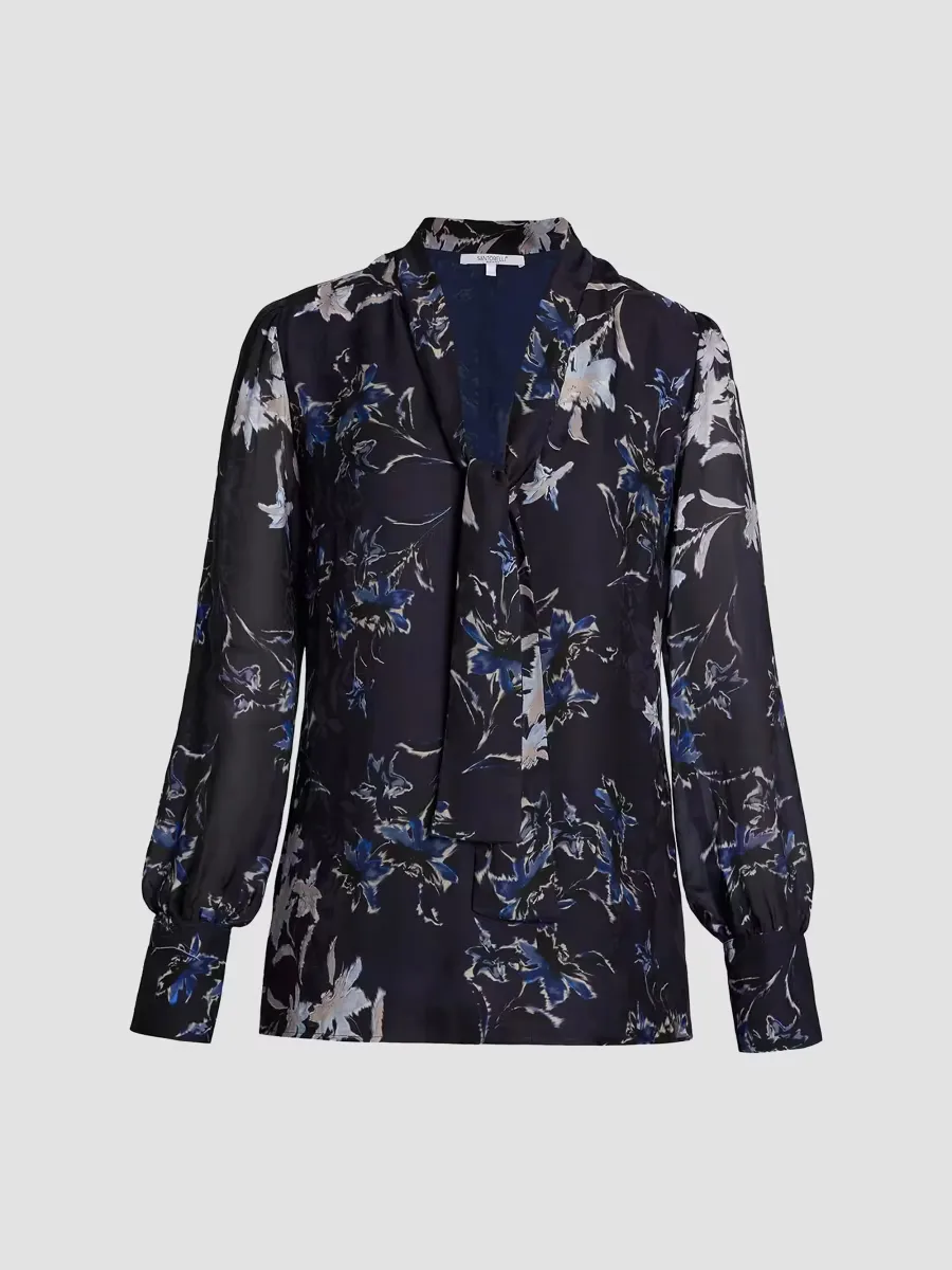 Francis Printed Tie-Neck Blouse by Santorelli