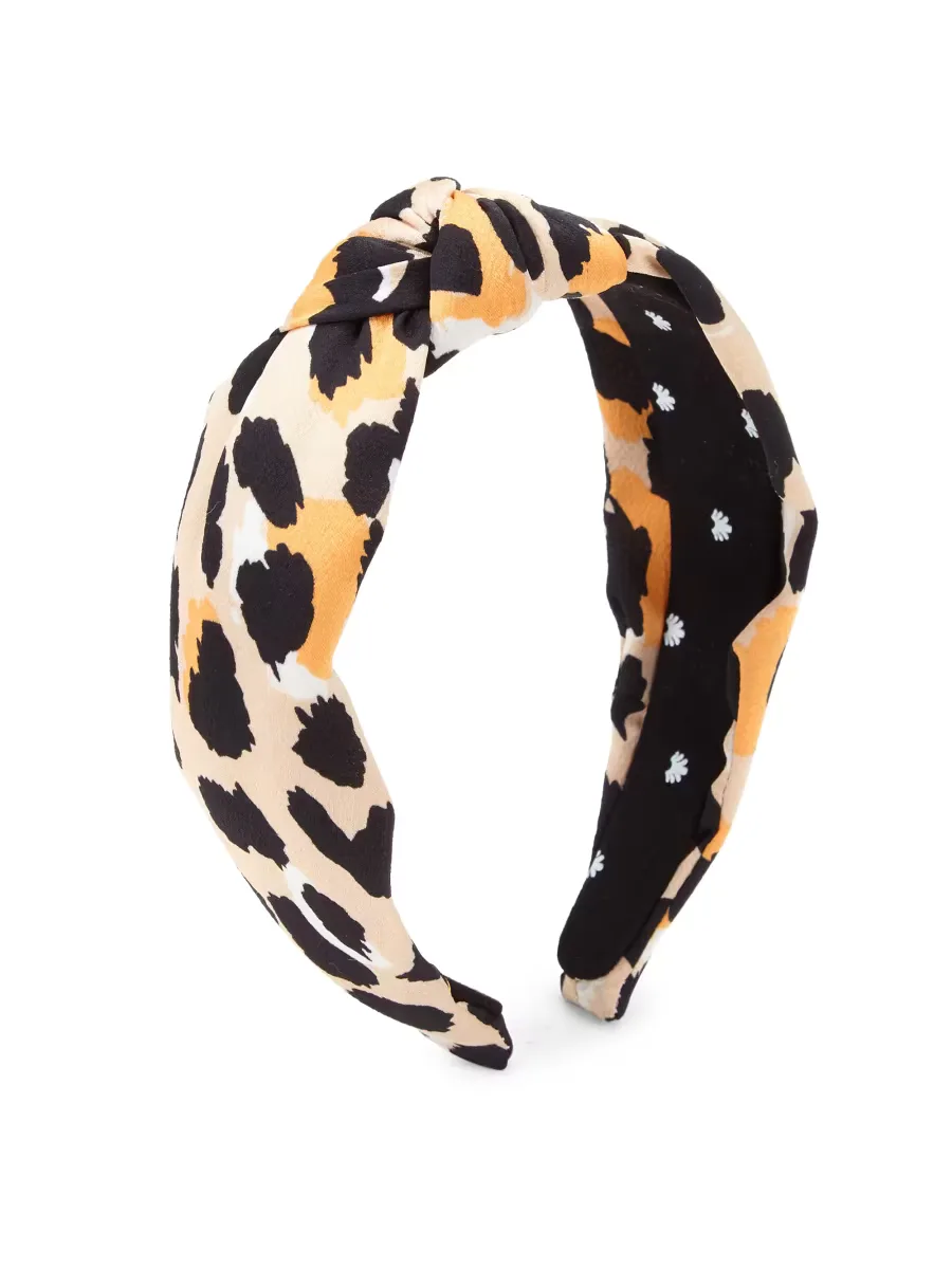 Silk Knotted Leopard Print Headband