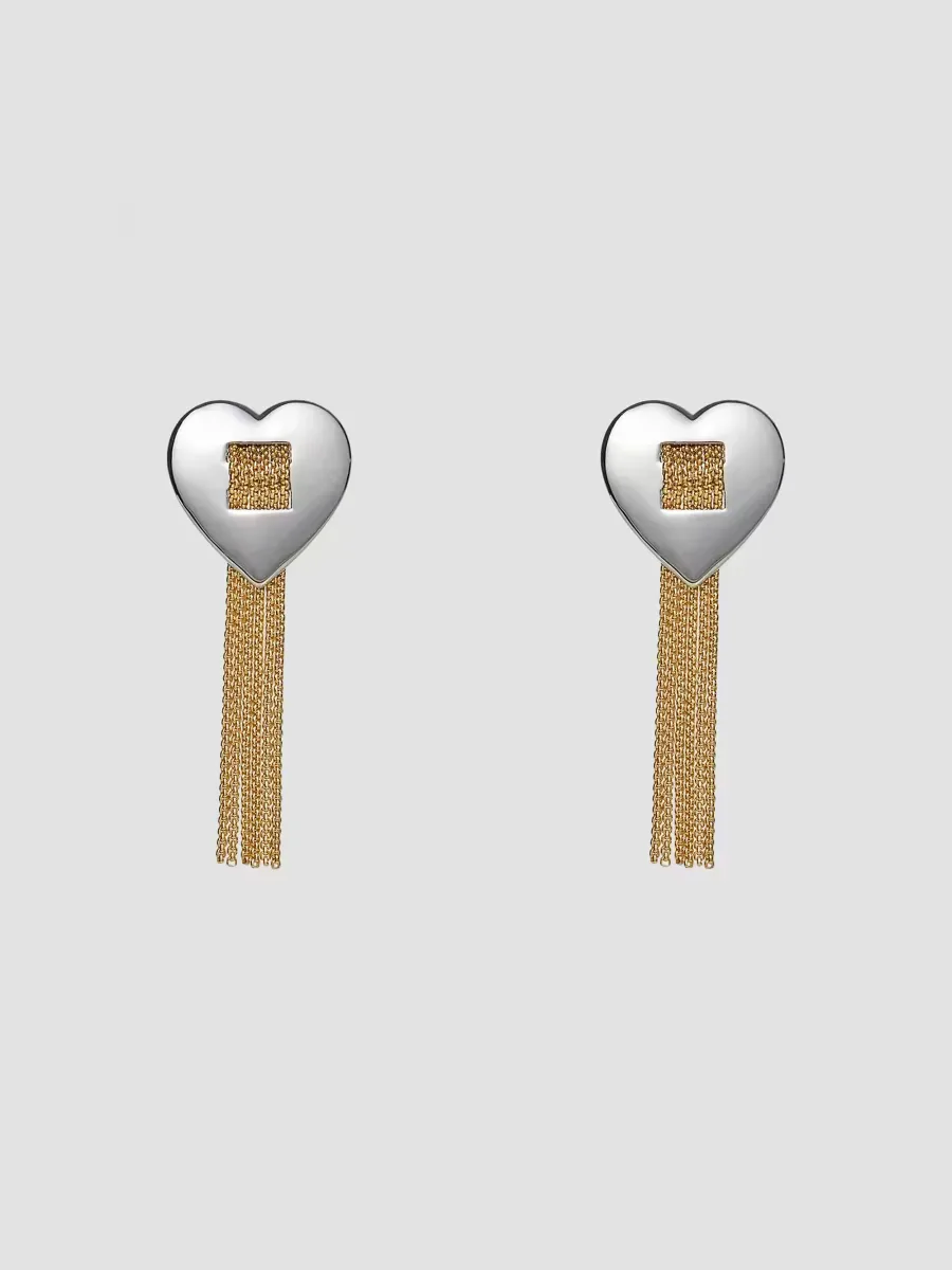 Sweetheart Two-Tone Fringe Earrings by Lele Sadoughi