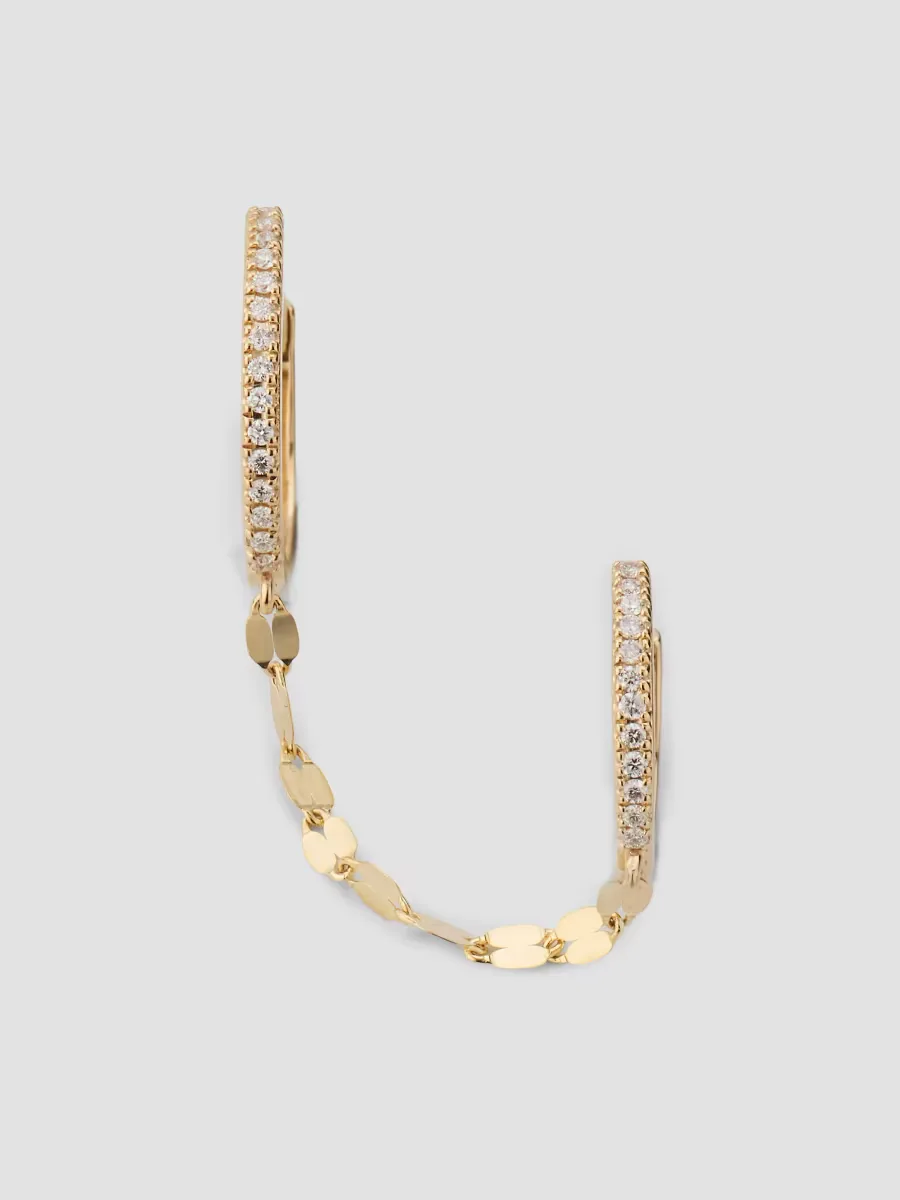 14K Yellow Gold & 0.07 TCW Diamond Half Pair Double-Piercing Huggie Earring by Lana