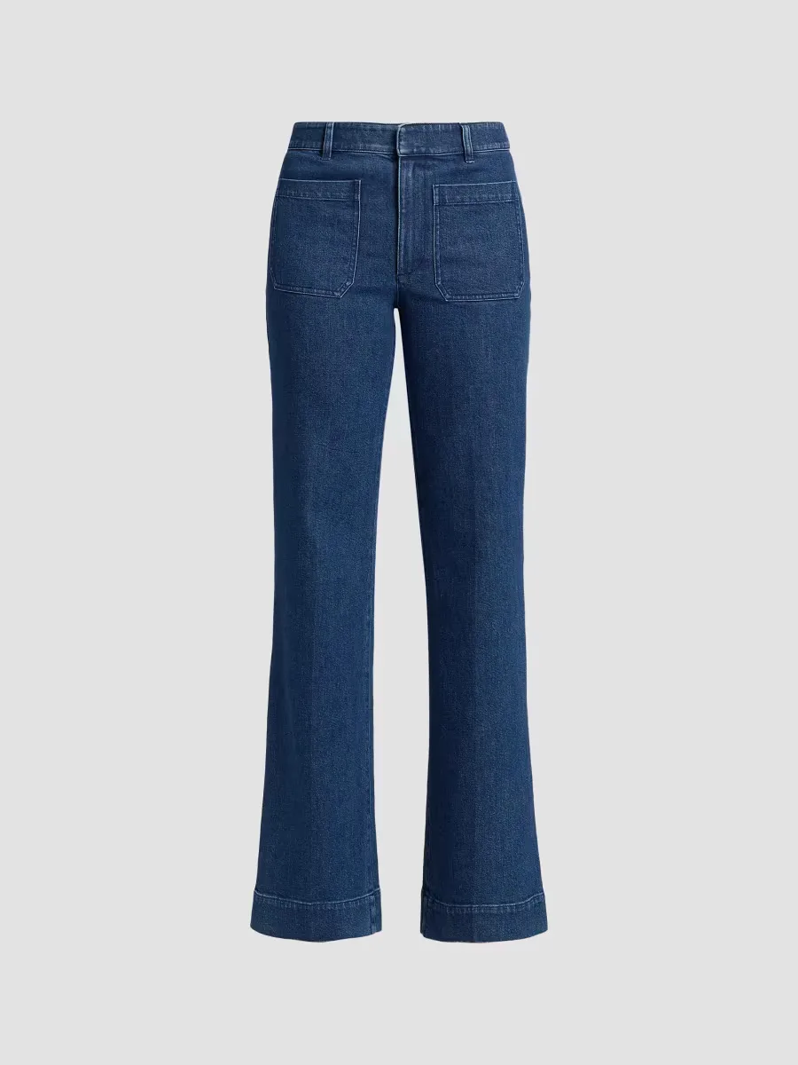 Nicole Stretch-Denim Flare Pants