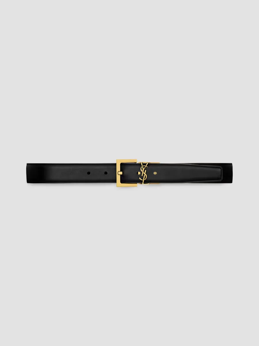 Cassandre Reversible Belt in Smooth Leather by Saint Laurent