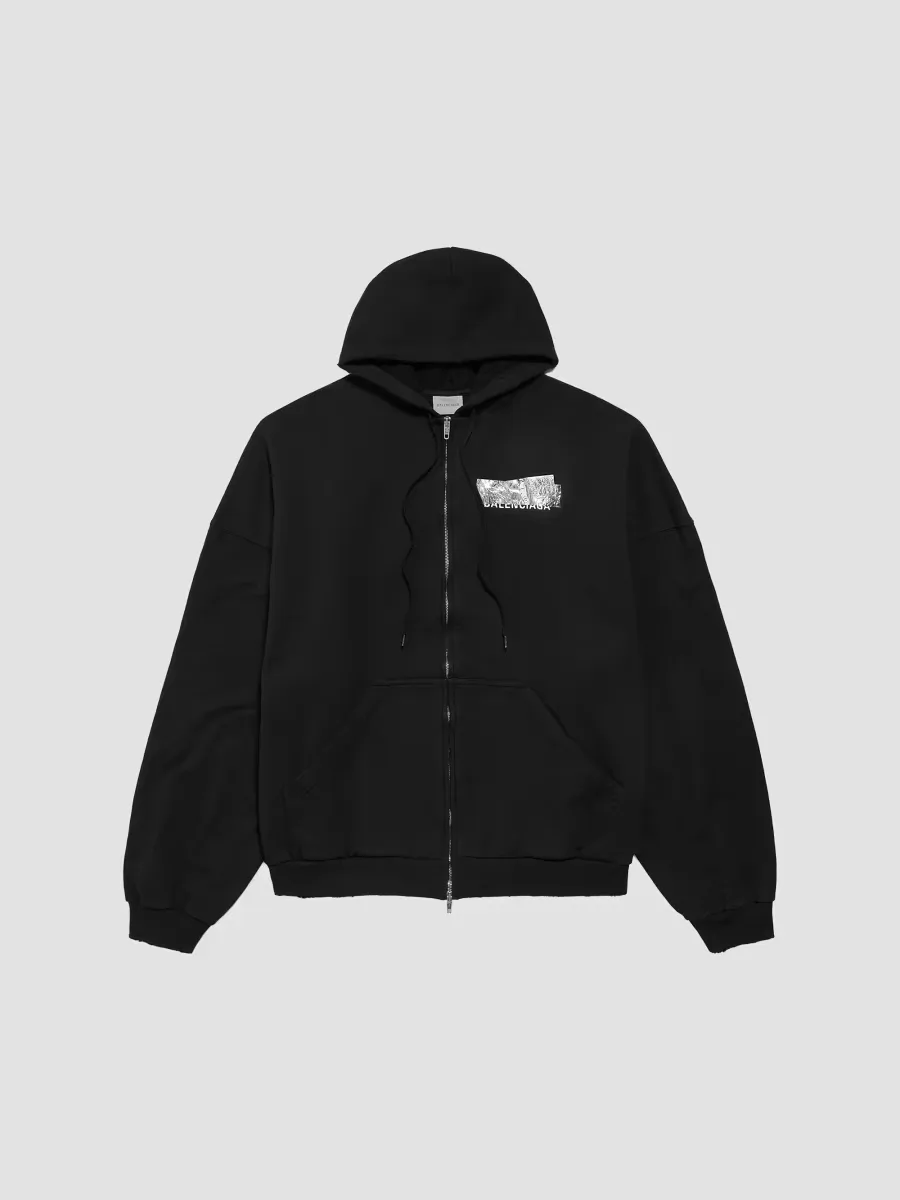 Silver Tape Large Zip-Up Hoodie by Balenciaga