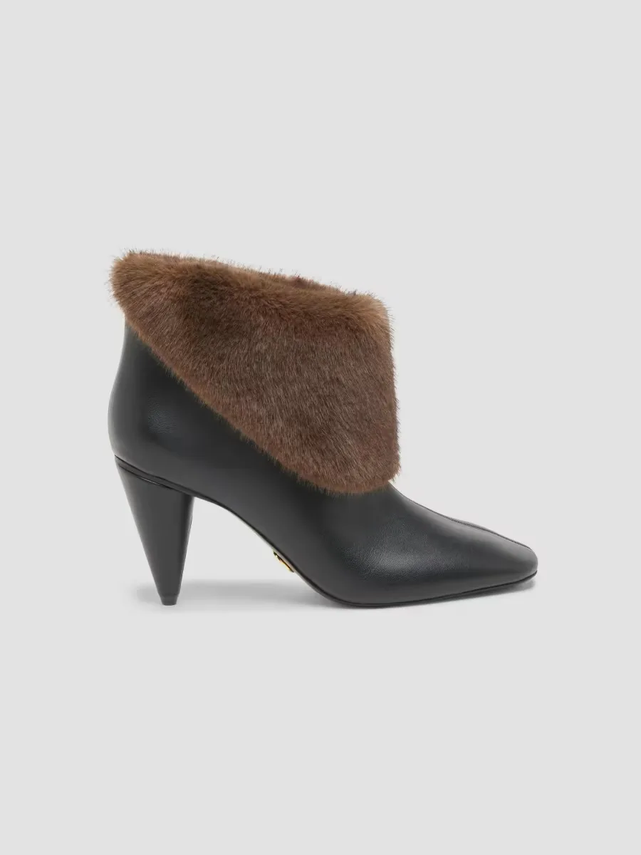 80MM Faux-Fur Cuff Ankle Boots