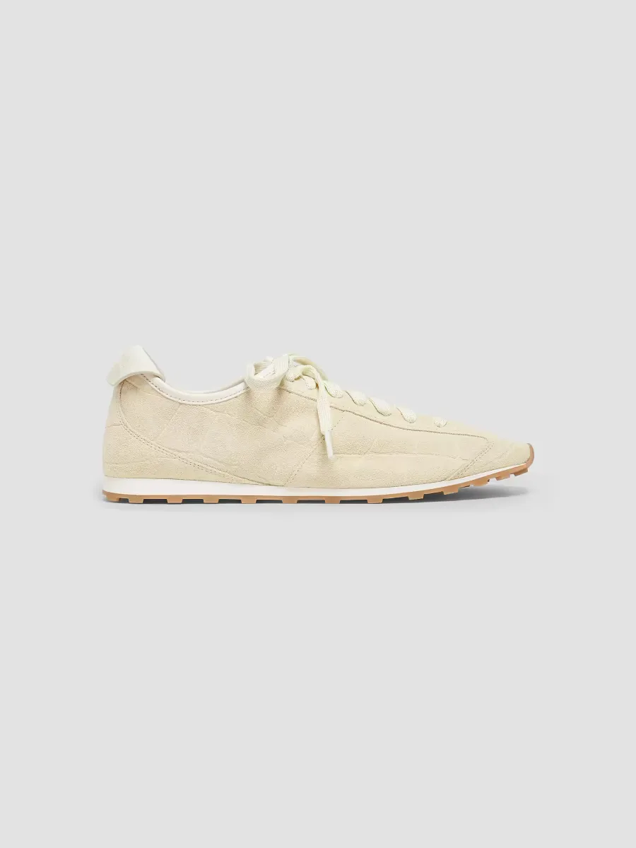 The Tennis Crocodile-Embossed Suede Sneakers