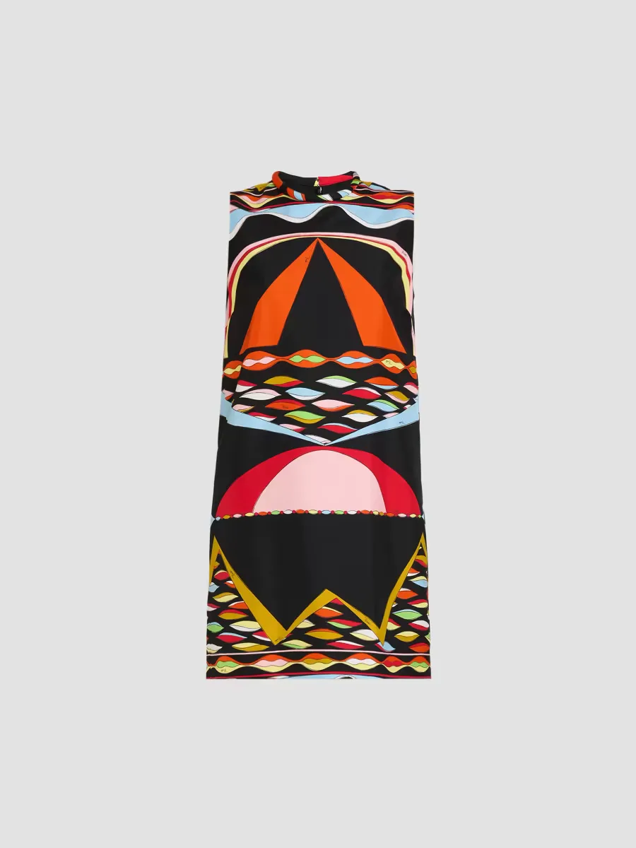 Printed Silk Twill Shift Mini Dress by Pucci