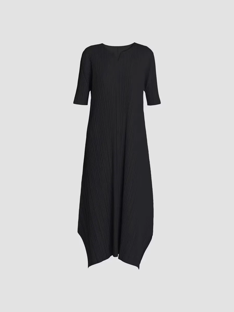 Mellow Pleats Balloon Midi-Dress